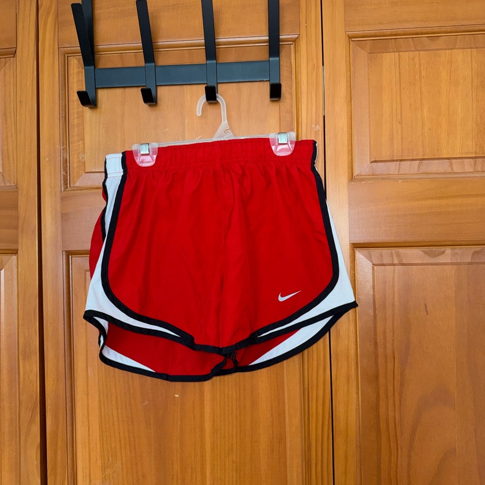 Nike Women's Red and White Athletic Shorts